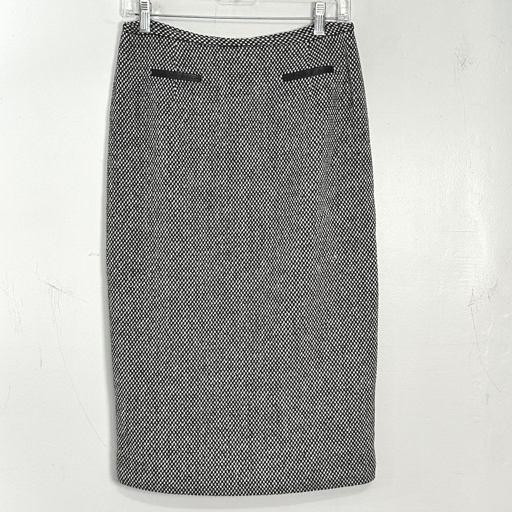 Talbots Collection Womens Black White Textured Pencil Skirt Made in Italy Size 8